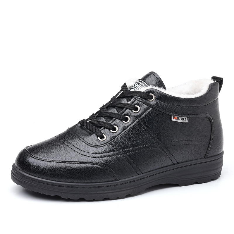 Zapatos acolchados de algodón para hombres zapatos acolchados de algodón de invierno cálidos forrados de vellón antideslizantes para hombres zapatos acolchados de algodón para ancianos zapatos acolchados de algodón de cuero para hombres