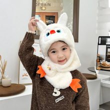秋冬季儿童帽子围巾一体两件套可爱小企鹅围脖帽二合一保暖防寒