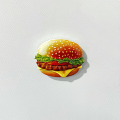 Wholesale Food Refriger Magnet Creative Cartoon Magnetic Sticker Resin 3D Hamburger Bread Hot Dog Magnet