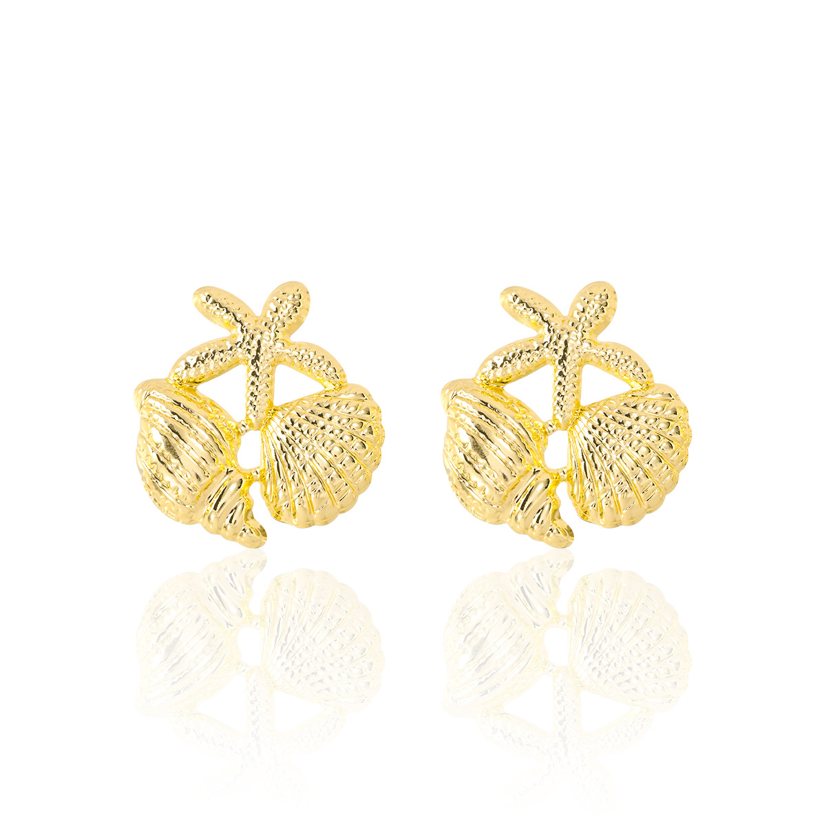 Plating Design 1 Pair Marine Style Simple Style Starfish Shell Plating Copper Drop Earrings Ear Studs
