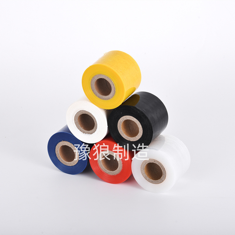 Película estirable de color personalizada Película estirable de PE automucosa sellada de 5cm Película de embalaje personalizada roja, amarilla, azul y verde