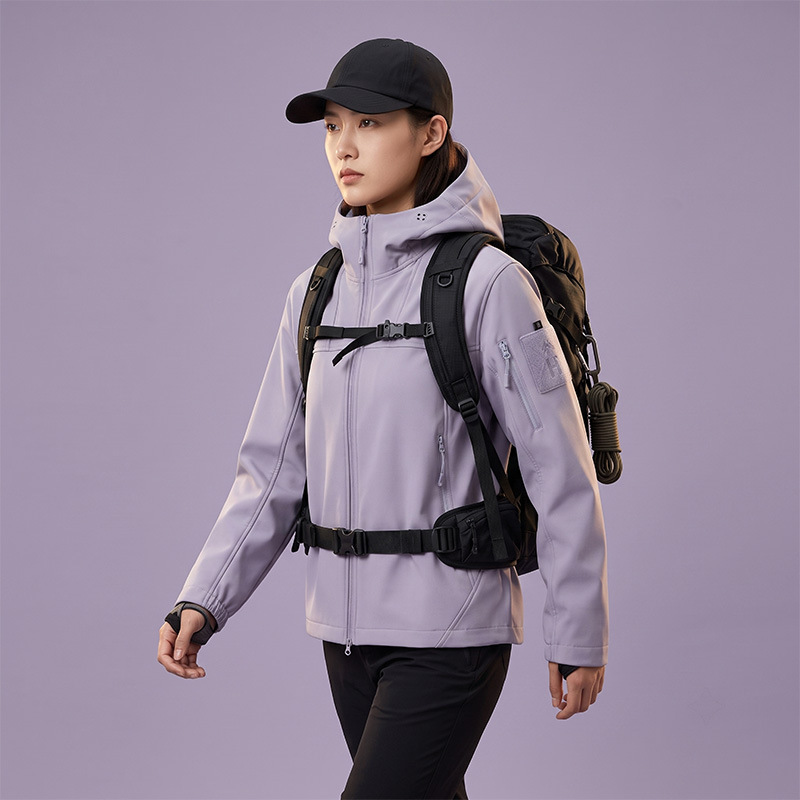 Niaojia autumn and winter outdoor three-proof soft shell jacket for men, hooded loose-fitting hiking jacket, windproof coat, cycling clothing for women
