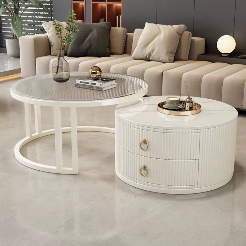 Сливочный ветер гостиная маленький журнальный столик новый взрывной круглый длинный радужный стеклянный простой сетчатый красный каменный чайный столик