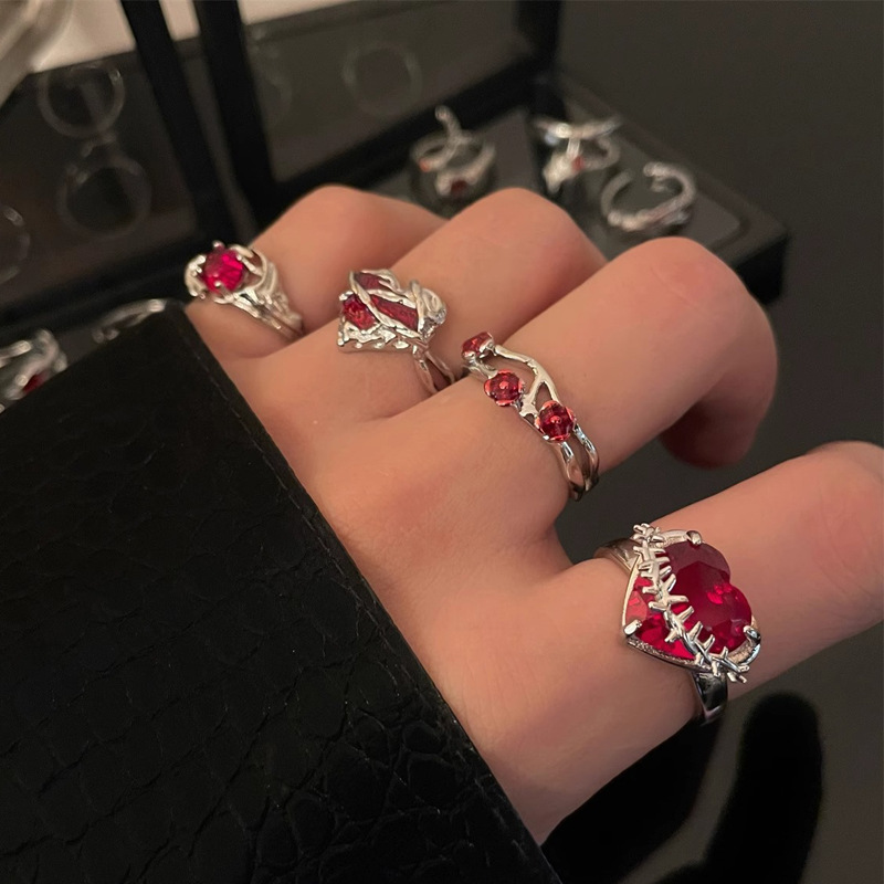 Großhandel IG-Stil Geometrisch Kupfer Überzug Inlay Strasssteine Offener Ring display picture 2