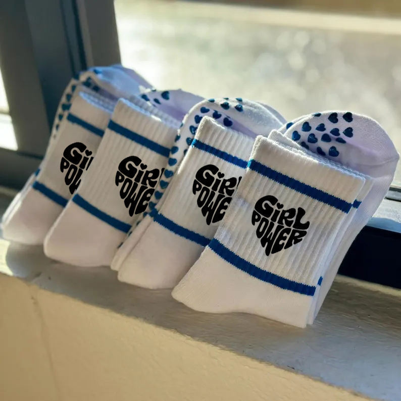 Custom Cute Cotton Pilates Socks Girl Power Reformer