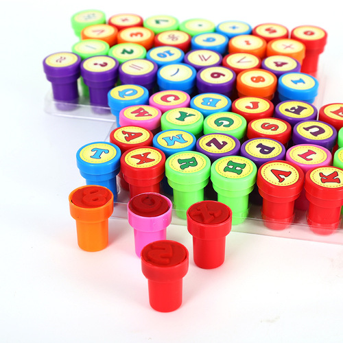 26 cartoon English alphabet stamps without ink pad, toy stationery, colorful and cute digital stamps