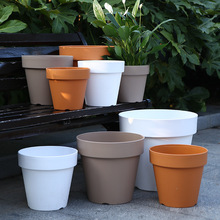 新款仿陶土花盆阳台绿植透气排水简约欧式花园轻奢感塑料树脂花盆