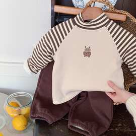 冬装儿童高领保暖打底衫韩版男童女童加厚蚕丝棉长袖卡通保暖衣潮