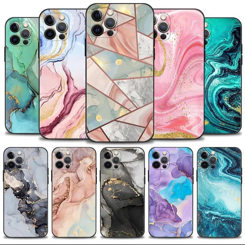 For Apple iPhone Case Cover Pink Gold Textured Marble Art Soft Case Protective Case for iPhone