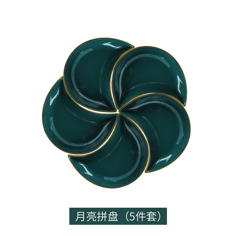 Plato plato traje de lujo luz del hogar de cerámica plato de Luna creativa en línea celebridad ins estilo reunión vajilla combinación