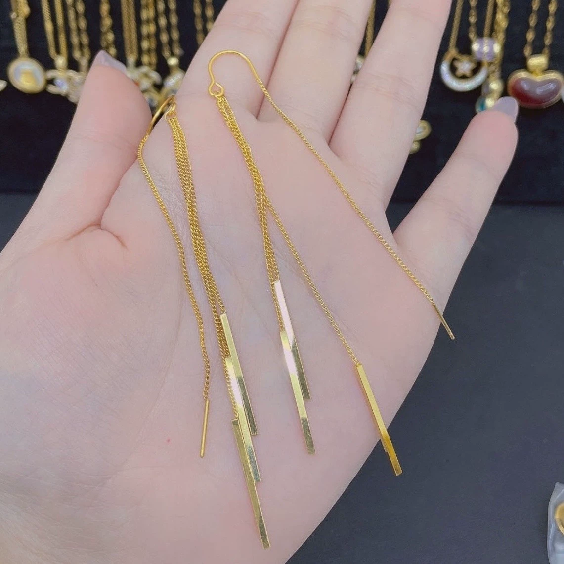 小型设计耳环，通用时尚链条带流苏，城市风格
