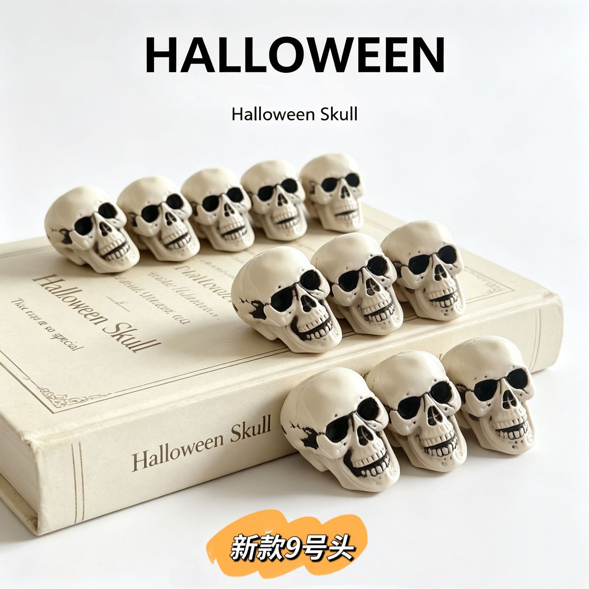 Halloween mini nuevo tamaño 9 cráneo pequeño DIY accesorios de decoración hecha a mano se pueden personalizar directamente con el fabricante