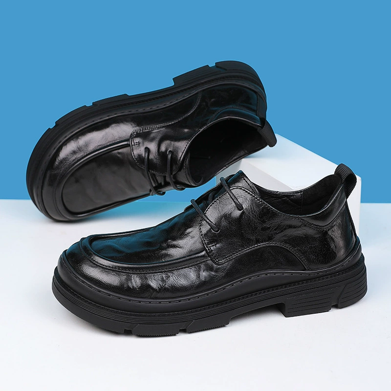 Кожаная обувь, Мужская Новая модная универсальная деловая повседневная обувь 2022 года, Мужская британская натуральная кожа, мягкая кожа, Черная мужская обувь с мягкой подошвой