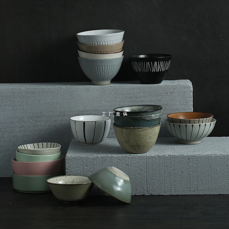 Slight Flaw Japanese Tableware suit Ceramic Bowl Creative 5-inch Rice Bowl Dining Bowl Household Noodle Bowl Small Soup Bowl