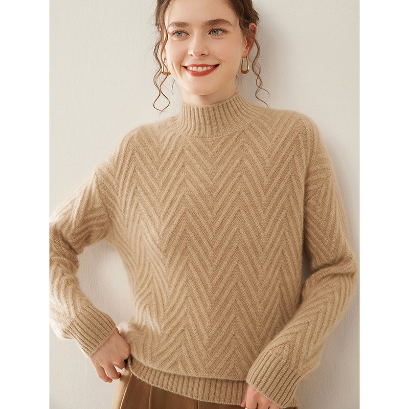 Autumn and Winter New Cashmere Sweater for Women, Simple and Versatile Alalana Thickeneded Half Turtleneck Bottoming Knitwear Pullover Knitwear