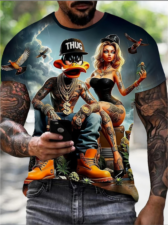 クロスボーダー Amazon AliExpress ホットストリートヒップホップ Tシャツヨーロッパとアメリカの春夏の新作メンズカジュアルラウンドネック半袖 Tシャツ|undefined