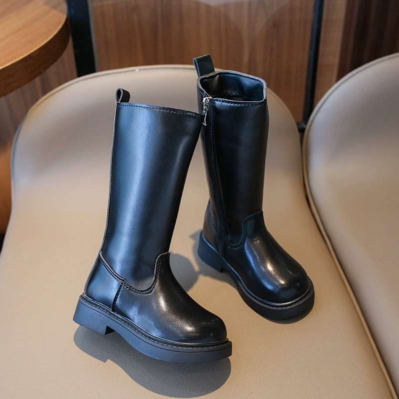 Корейские модные детские сапоги Joker на осень и зиму, новые высокие сапоги для девочек, детские сапоги рыцаря на флисовой подкладке, оптом