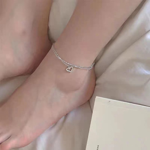 Love Anklet Female Student Simple Double-layer Niche Design Chain Simple Cold Style New High-end Sense Jewelry Trendy