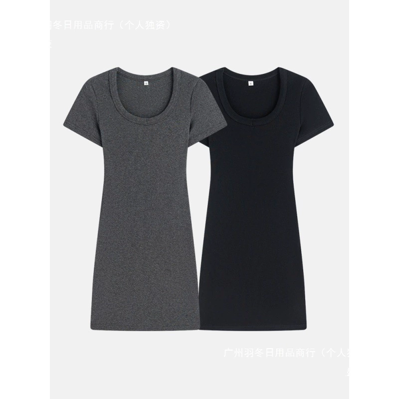 Футболка Pure Desire с U-образным вырезом, короткая юбка, весенне-летняя сексуальная облегающая сексуальная однотонная юбка, французская юбка, закрывающая талию, женская одежда