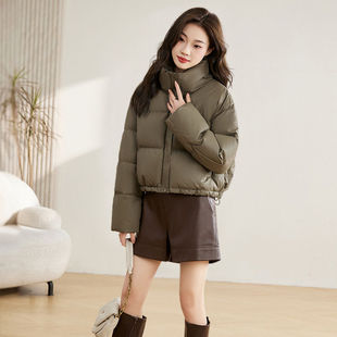 In Europe and the United States wholesale new short bread suit stand collar down cotton-padded jacket 2024 winter Korean loose thick cotton-padded jacket tide