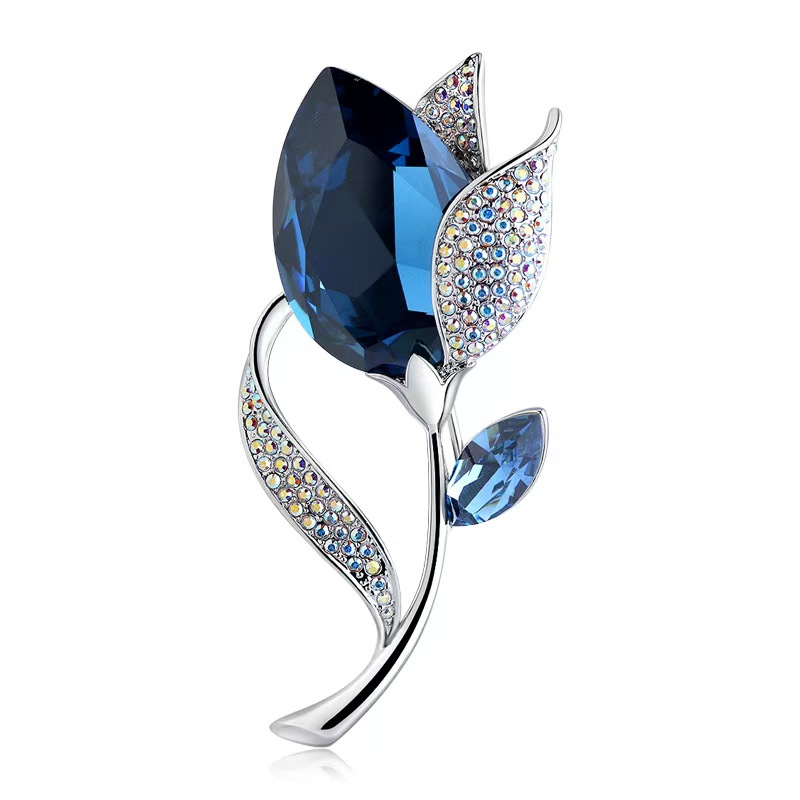 Tulpenbloem kristallen broche voor heren en dames speld_voghion.com