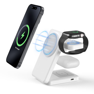 Three-in-one magnetic suction wireless charger folding 15W for Apple Samsung Huawei Google Watch wireless charging