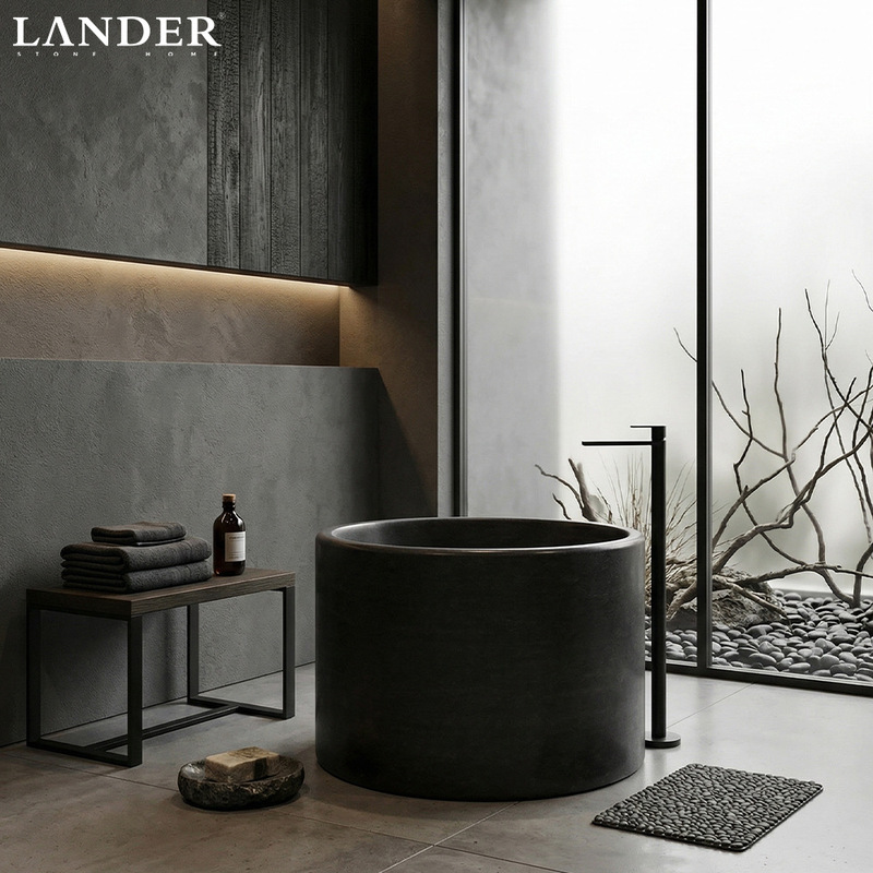Black gold bathtub with a vintage, high-end feel, freestanding for bathroom use, French and Italian light luxury ambiance for bathing