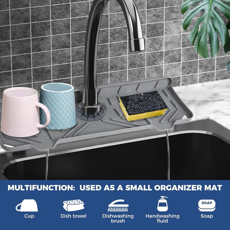 Silicone Faucet Handle Drip Filter Tray Mat Faucet Pad Dish Soap Sponge Holder Kitchen Counter Drying Mat Silicone Faucet Handle Drip Filter Tray Mat Faucet Pad Dish Soap Sponge Holder Kitchen Counter Drying Mat
