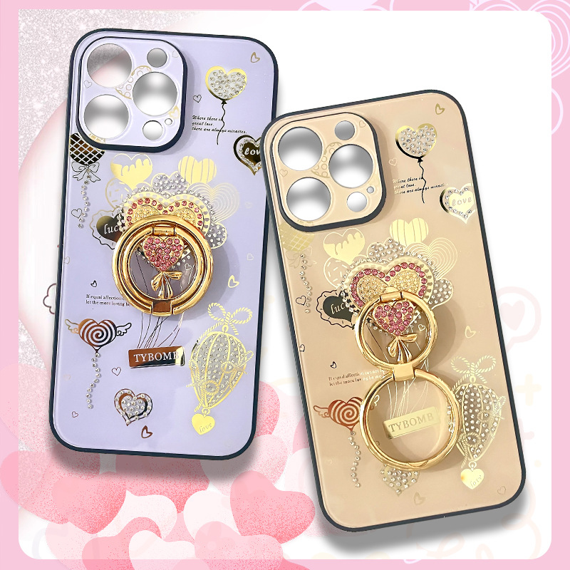 Heart Balloon Suitable for iPhone 17 Pro Phone Case with Heart Stand, Apple 13 Phone Case Protective Cover