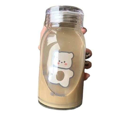 Summer-style Instagram-inspired time-scale glass cup for students – transparent, high-capacity water bottle made of high-borosilicate material, perfect for sports and everyday hydration.