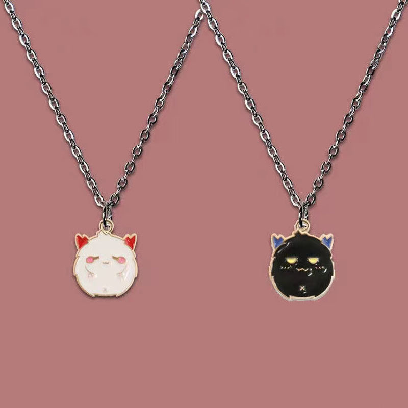Ny Ins Style Niche Design Halskæde Til Kvinder Koreansk Version Sort Og Hvid Lille Djævel Halloween Par Halskæde, Bedste Ven Nøglebenskæde_voghion.com