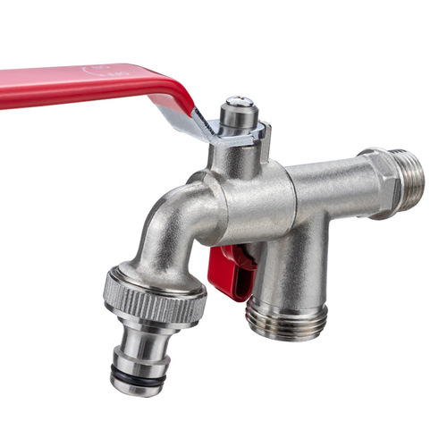 Full copper nickel-plated faucet wholesale household washing machine faucet 4 points double spout copper ball and copper rod cross-border supply