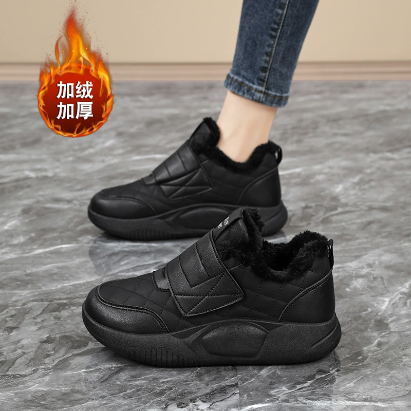 Женские зимние спортивные сапоги на толстой подошве с флисовой подкладкой, утепленные, 2025 года, новинка, с эффектом «ходьбы по калу» на липучках.