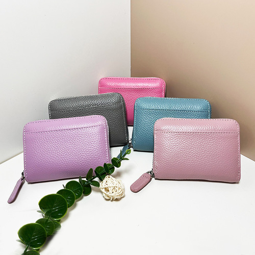 Amazon Japanese-style anti-theft RFID card case with expandable compartments, large capacity card slots, genuine leather, coin purse, wholesale