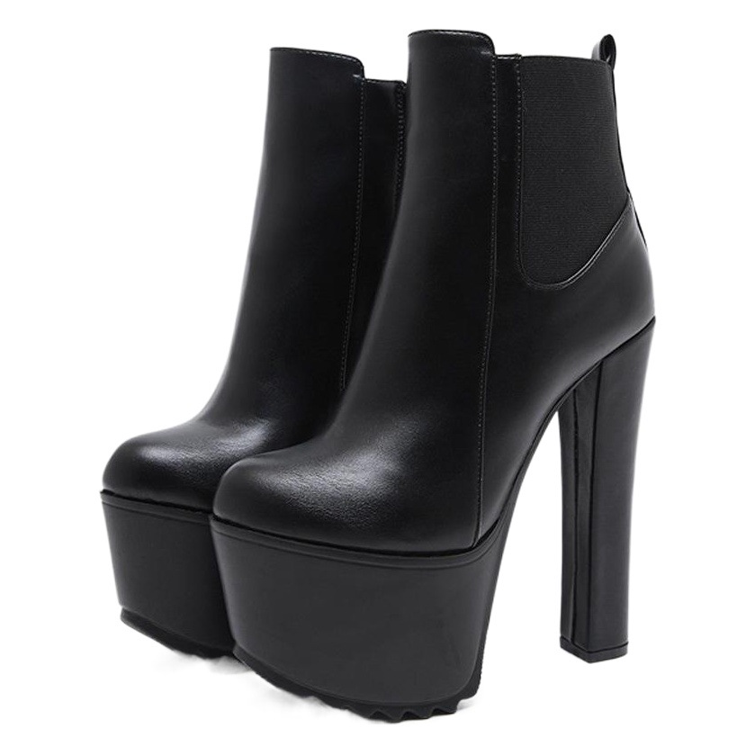 Botas cortas de mujer Otoño e Invierno odio cielo alto con forro polar talón grueso corto pequeño tamaño fresco Martin botas plataforma impermeable talones altos image 1