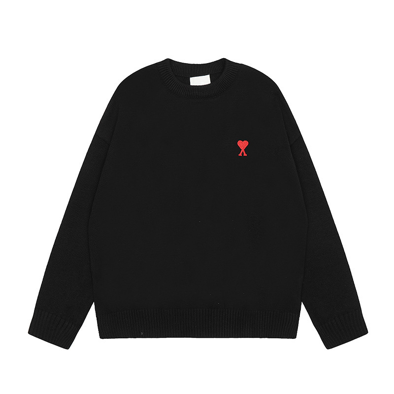 大注目！ ami セーター ラウンドネック ビッグラブ 25ss 新しいカップルルーズ長袖クロスボーダーウール女性のセーター|undefined
