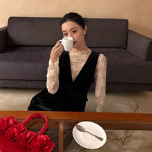 12.01广州十三行25冬纯欲透视薄款长袖绣花内搭打底蕾丝衫女F7103