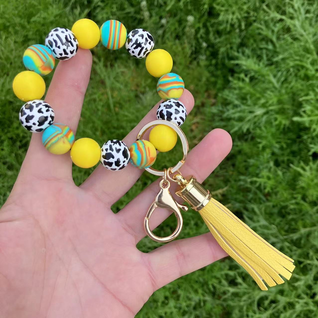 50g Weight Bracelets, Keychain Classification 1 Piece Quantity Holiday, Daily Occasion Silica Gel Material Color Block Pattern Casual, Vacation Style 1 Piece Casual Vacation Color Block Silica Gel Bracelets Keychain 8