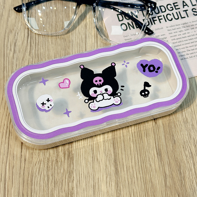 Estuche para gafas moderno con un toque de alta gama, diseño ondulado y bonito, estuche transparente portátil para gafas, estuche para gafas de miopía, estuche para gafas infantiles.