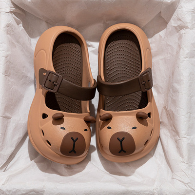 Ультрамягкие женские летние тапочки в стиле Crocs, пляжные милые съемные мюли, женские тапочки, подходят для носки на улице, коллекция 2025 года, закрытый носок