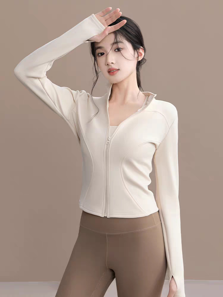 Ropa de yoga de alta elasticidad apretada para mujeres cuatro estaciones pilates abrigo deportivo casual de manga larga ropa de ejercicio
