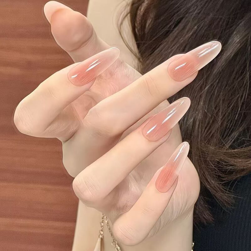 Wearable Nail Art Advanced Blush Manicure Nude Color Handmade Casual Removable 10 Pieces Nail Patch Finished Product Wholesale