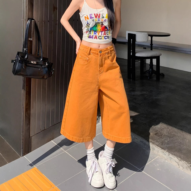 Summer New Style American Retro Loose Straight-Leg Stylish Cropped Wide-Leg Jeans for Women A10725 Summer New Style American Retro Loose Straight-Leg Stylish Cropped Wide-Leg Jeans for Women A10725