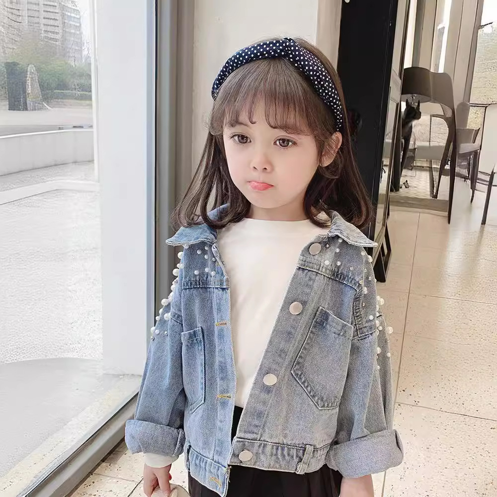 2024 nueva primavera y otoño ropa niñas abrigo de mezclilla ropa para niños moda coreana bebé niñas abrigo de moda 6465