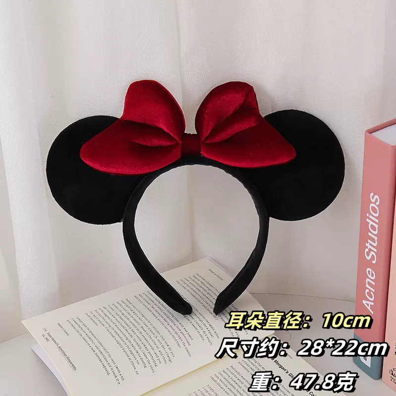蝴蝶结米奇10cm耳朵发箍游乐园头饰网红主播拍照发卡节庆派对头箍