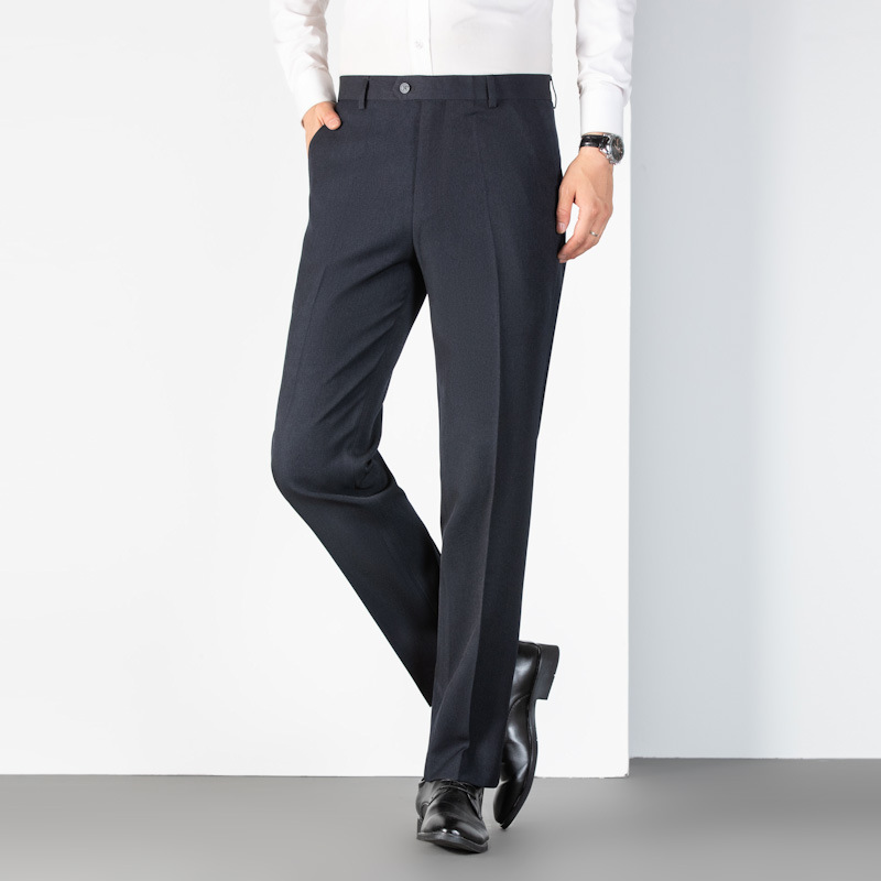 Men's Casual Pants 2025 Autumn and Winter Straight Fit Version Trousers Mid-Waist Youth Elastic No-Iron Business Men's Trousers