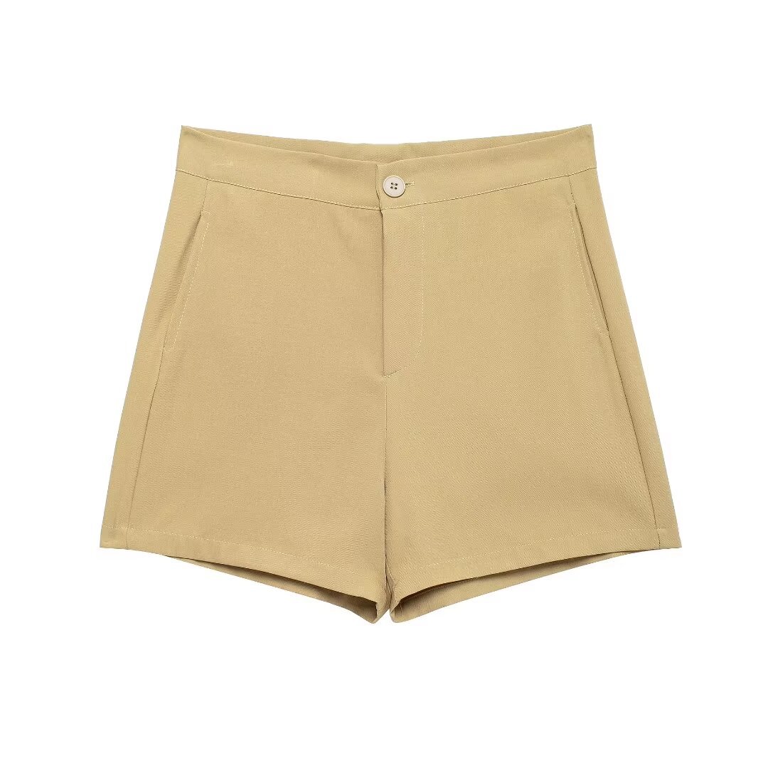 Comercio exterior transfronterizo2024 Europa y los Estados Unidos nuevo cuello en V sin mangas hebilla de una sola fila bifurcación delgada chaleco chaleco pantalones cortos set mujeres