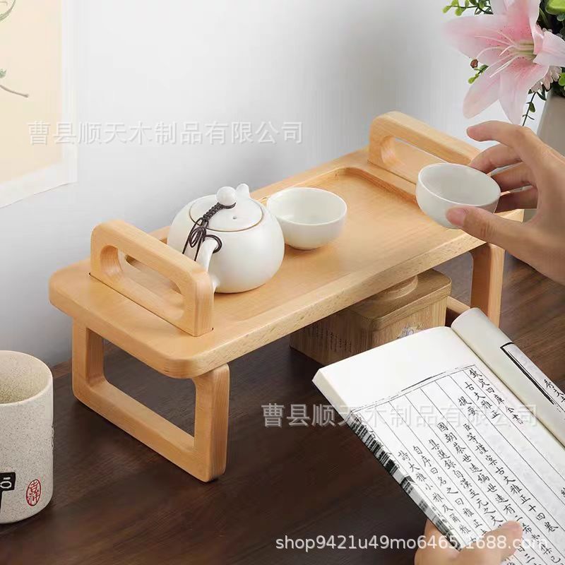 木製収納オーガナイザー収納ラックティーセットティーカップ収納ブラケット取り外し可能なトレイノートブックタブレットホルダー|undefined