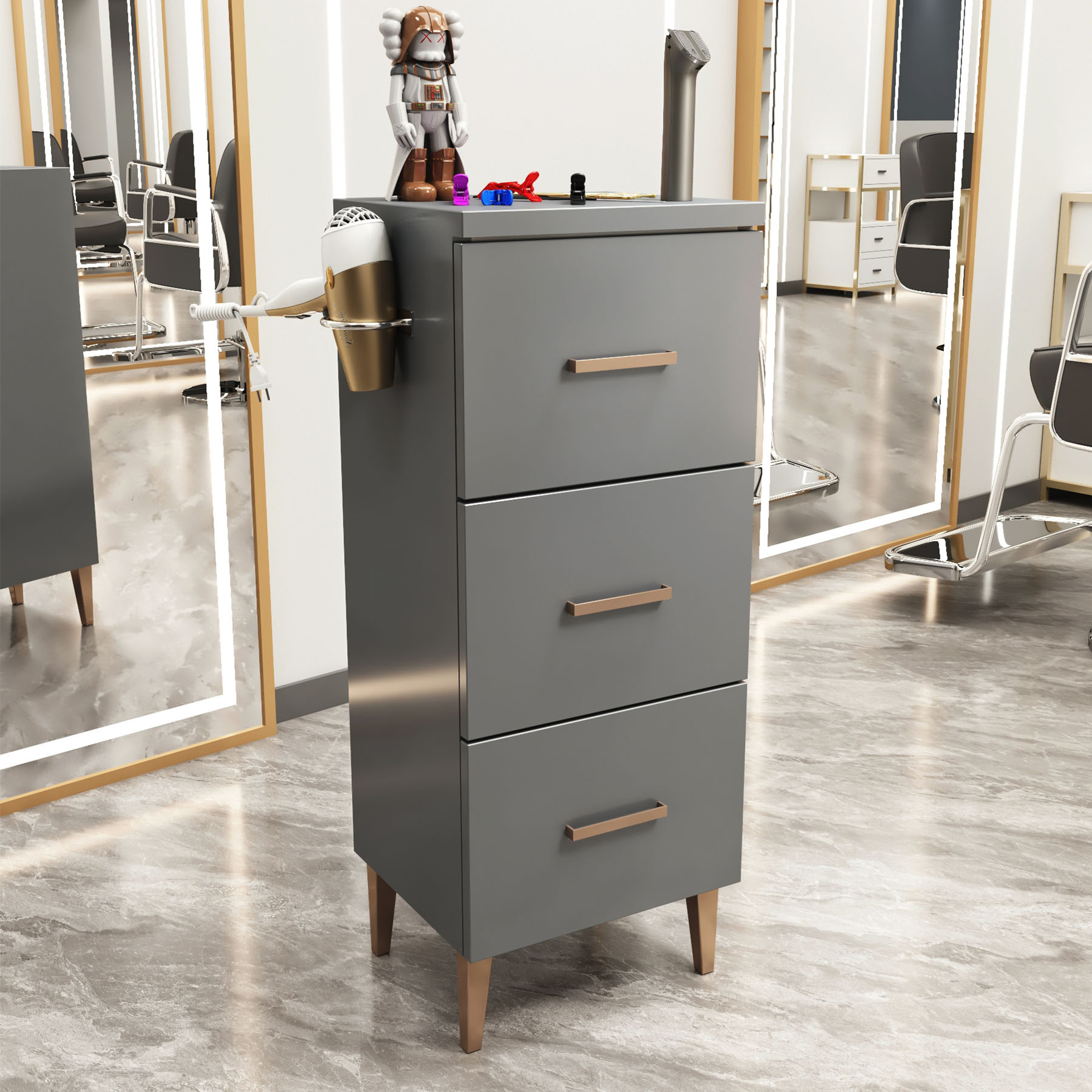 Nuevo gabinete de herramientas de peluquería de alta calidad gabinete de salón de peluquería carro móvil sin instalación móvil gabinete de herramientas de almacenamiento de madera sólida