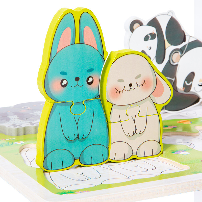 Juguetes de bloques para niños dibujos animados rompecabezas tridimensionales puzzle educación temprana interesante puzzle puzzle